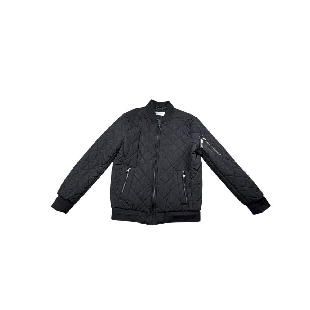Calvin Klein Men's Black Quilted Bomber Jacket Full Zip Size M